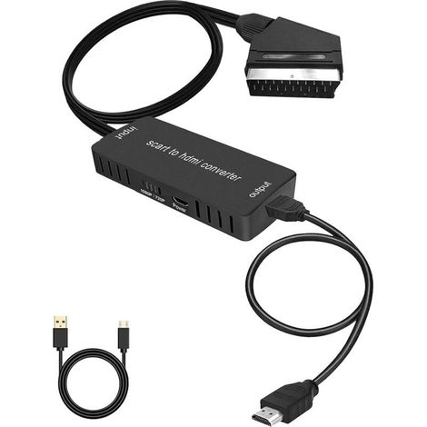 Convertisseur péritel vers HDMI, adaptateur HD 720p/1080p, convertisseur audio vidéo pour téléviseurs, projecteurs, décodeurs et lecteurs DVD Blu-ray (1/5)
