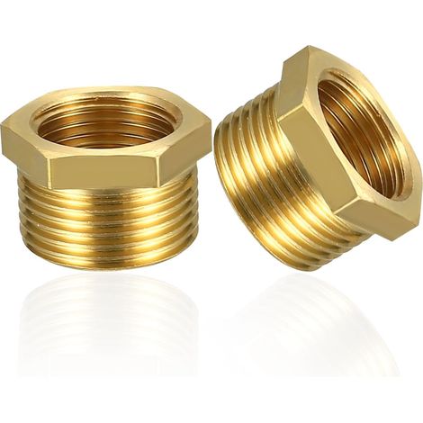 2 pcs Réducteur, Laiton, Filetage mâle 32.5mm, Filetage femelle 19.5mm, Raccord eau gaz