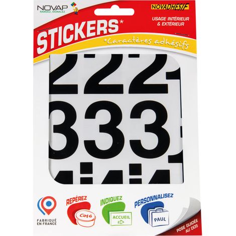 Novap – Chiffres autocollants vinyle noir 50mm – Adhésif acrylique pour surfaces lisses – Excellente visibilité – 4370514 (1/5)