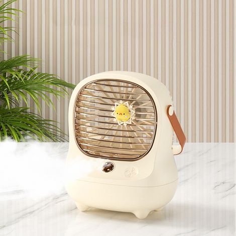 Ventilateur de bureau électrique brumisateur rechargeable USB, portable, blanc, idéal pour la maison et les voyages. (1/5)