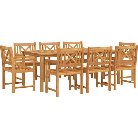 Garden Dining Set 9 pcs Brown Solid Acacia Wood vidaXL