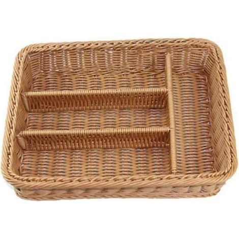 Panier à couverts en rotin, panier de rangement pour couverts, panier à baguettes (1/5)