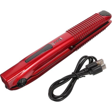 Petit lisseur sans fil, fer à friser rechargeable sur batterie-20X3.5X2.5CM-Red