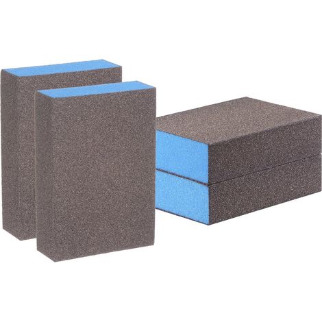 Generic Lot de 4 blocs d'éponges de ponçage 120 (grain 400) - Éponges de ponçage à la main humide/sèche - 100 x 70 x 25 mm - Pour polir les meubles de cuisine, métal, bois, cloison sèche, marron et (1/5)