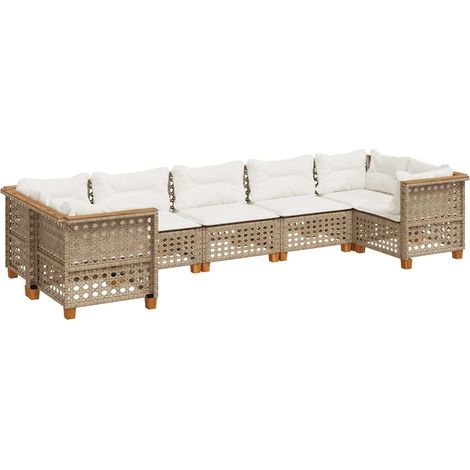 Maison Exclusive - 7-tlg. Garten-Sofagarnitur mit Kissen Beige Po
