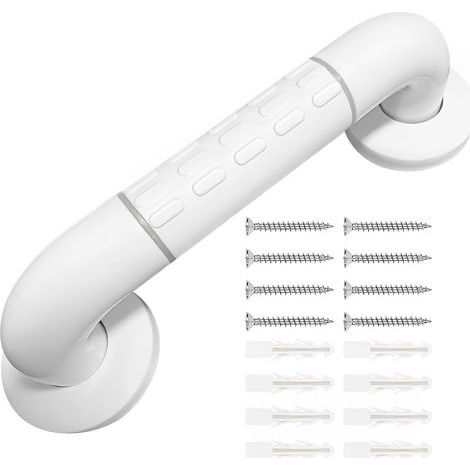 Barre d'Appui WC 30cm, Barre d'Appui Dans Salle de Bain en Acier Inoxydable Antidérapant, Poignée de Baignoire de Sécurité,Maintien Douche avec Cercles lumineu pour Âgées,Handicapées,Enceinte (1/5)
