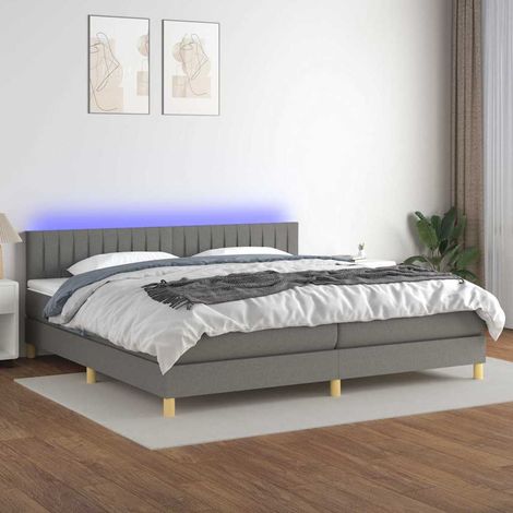 vidaXL Sommier à lattes de lit et matelas et LED Gris foncé 200x200 cm (1/5)