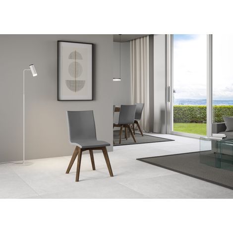 Sedia 52x52x87 cm Trudy gambe noce in Similpelle Grigio (1/3)
