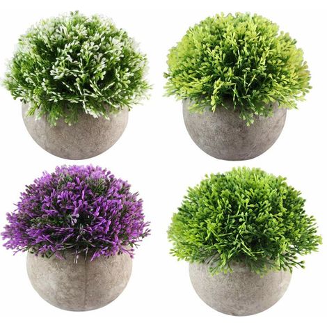 4pcs Mini Plante Succulente Artificielle Plante Bonsaï Décoration Maison, Jardin, Cuisine, Mariage,Bureau Intérieur et Exterieur