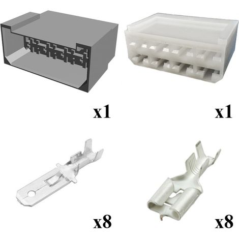 Kit Connettore Series 250 Faston 6,3 Maschio Femmina 8 Vie