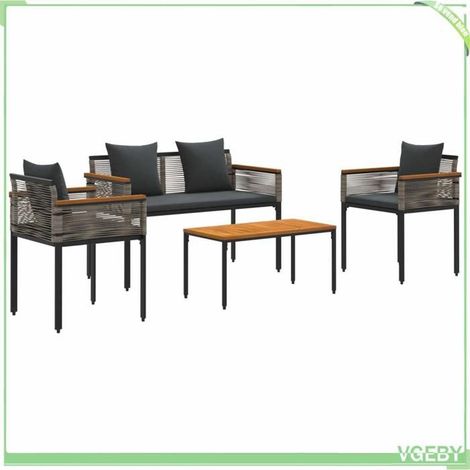 Ensemble de mobilier d'extérieur - FAFEICY - 42025227 - Gris et gris foncé - Rotin PE - Cadre acier enduit (1/5)