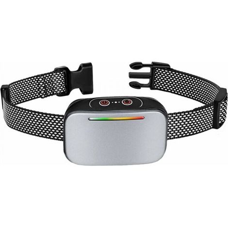 [NEVER USED] Silver Automatic Dog Bark Collar, Smart Bark Control, Rechargeable, Static Shock, Vibration and Sound Mode, IP67 Waterproof, LED Indicator