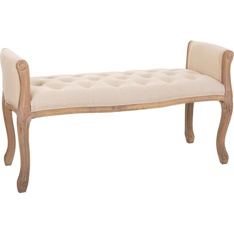 Banqueta de madera color crema 113x48x45/60