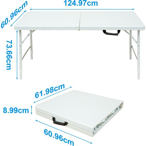 Mesa plegable 124.97x60.96x73.66 cm blanca en hierro y plástico con altura regulable (1/2)