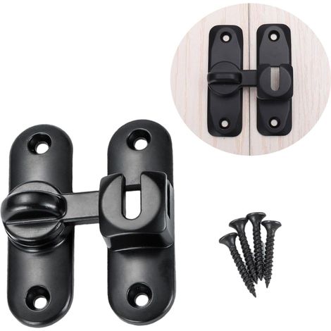 Serrure de porte coulissante à 90 degrés en acier inoxydable avec vis, pour cuisine, chambre, salle de bain, noir (1/5)