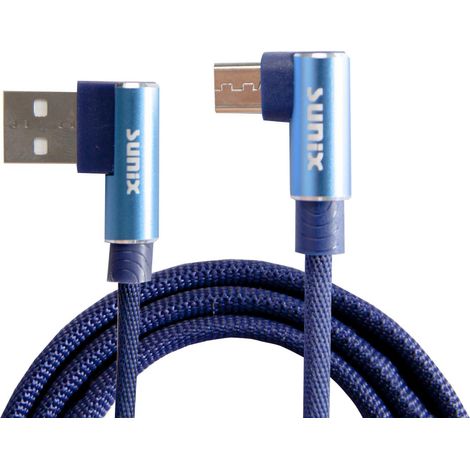 Sunix 2A iOS Ladekabel 90 Grad Winkelstecker 3 Meter Lightning Datenkabel Datentransfer Kabel Ladegerät in Blau