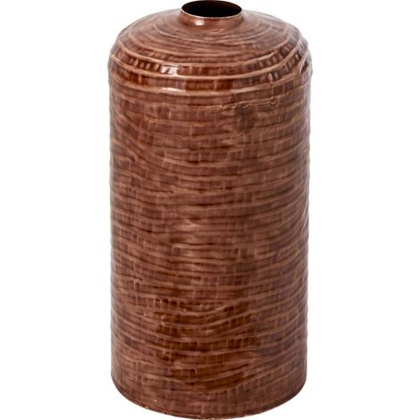 Vase en métal marron à relief texturé - marron (1/2)