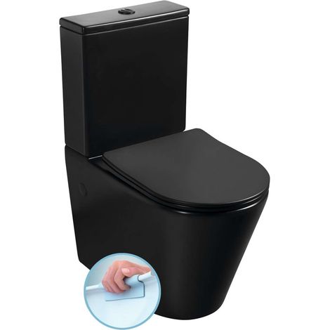 Sapho Paco - WC monoblocco, scarico Vario, Rimless, nero PC1012WRB (1/5)