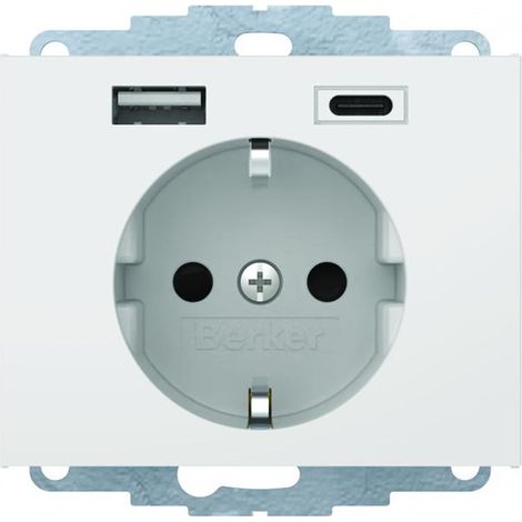 Berker Modèle Schuko USB 1 Blanc Polar Prise électrique