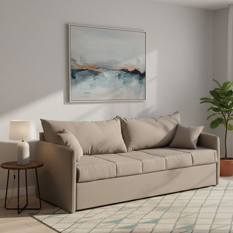 Divano Letto 3 Posti Avellana, Sfoderabile, Lavabile Made in Italy, Idrorepellente Letto Estraibile Materasso Incluso, 205x86 cm Grigio Tortora (1/5)