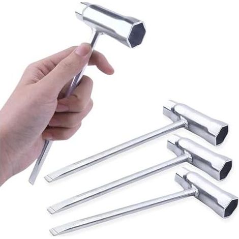 4 Pièces Tronconneuse Tournevis,Tronconneuse Kit Tournevis Plat 13×19MM Clé à Tronçonneuse Outillage en T Combinée Clés Bougie Prechauffage Reglage Carburateur - (1/5)