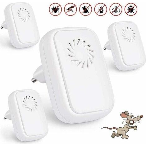 Paquete de 4 repelentes ultrasónicos de mosquitos, repelente eléctrico para insectos, XU, repelente ultrasónico de insectos para interiores, antimosquitos, cucarachas, pulgas --Crezuo
