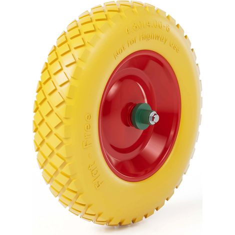 Wiltec Roue complète increvable 4.8/4.00-8 pour Diable – 390 x 90 mm – en PU / Polyuréthane – profil rainuré – Capacité de charge max. 160 kg – pour Brouette Chariot (1/5)