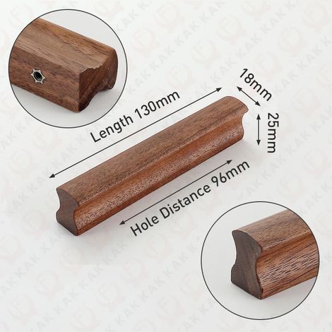 (Ensemble de 2 pièces) Poignées de meubles en bois, adaptées aux armoires, tiroirs, coiffeuses, armoires à chaussures et quincaillerie de porte de cuisine.