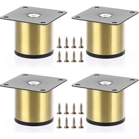 Verstellbare Schrankfüße, 4 Stück, 120 cm, goldfarben, aus Aluminiumlegierung, ideal als Ersatzbeine für Sofas, Schränke, TV-Möbel und Ottomane (5 cm, goldfarben).