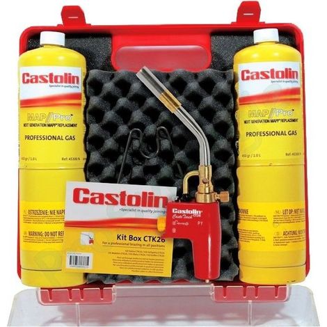 Castolin – Kit de soudage et découpe à flamme CTK27 – 2 bouteilles GAS//Pro – Torche haute performance 2100°C – Autonomie 2H – 3 brûleurs