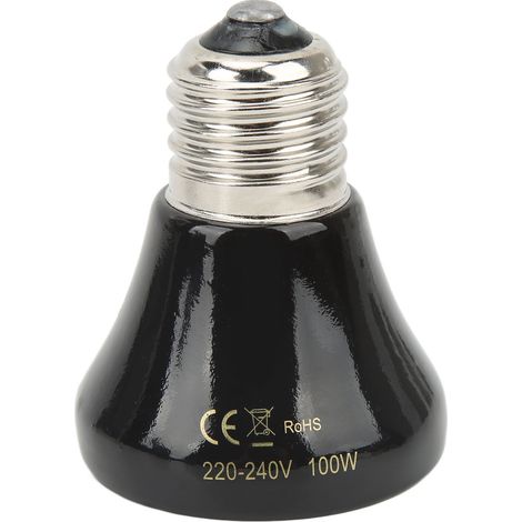100-Watt-Keramik-Wärmelampe für Reptilien, Infrarotlampe für Terrarien, Heizgerät für Echsen und Amphibien, 220–240 V, schwarz. (1/5)