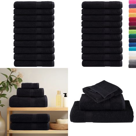 Serviettes de qualité supérieure SOLUND 10 pcs noir 600 g/m² - Serviettes De Bain - Serviettes De Plage - Serviettes En Coton - Serviettes Noires - Serviettes Douces - Home & Living (1/5)