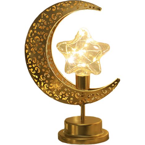 Moon Table Lamp Moon Candlestick Stars LED Nightlight for Bedroom Home Festival Decor (1/2)