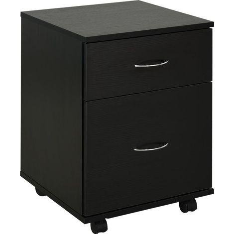 Dresser of desk and of home to 2 drawers and casters with brakes in wood black (1/5)