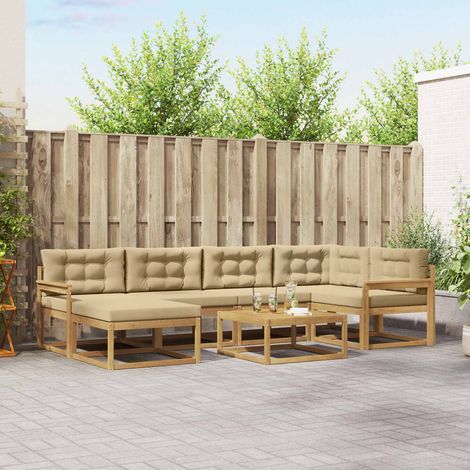 vidaXL Outdoor-Sofagarnitur 7 pcs Weiß und Beige (1/5)