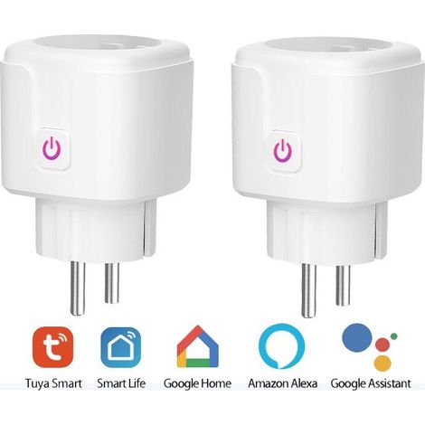 WiFi Connected Socket, 2 Stück Smart Socket kompatibel mit Alexa, Google Home und Smart Life, WiFi programmierbare Steckdosen mit Fernbedienung, Sprachsteuerung und Zeitfunktion