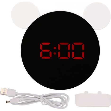 Niedlicher digitaler Wecker mit Mausohren, roter LED, Nachtmodus und Schlummerfunktion fürs Kinderzimmer (1/5)