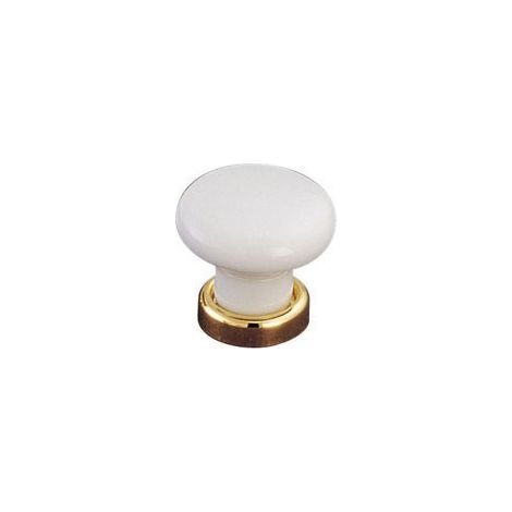 Bouton porcelaine - Diamètre : 37 mm - Hauteur : 25 mm - Décor : Blanc - Matériau : Porcelaine - FOSUN