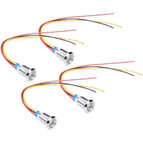 4 jeux de LED rondes précâblées en métal étanche, indicateur 2 couleurs, cathode commune 10mm 1224V (rouge et jaune) (1/5)