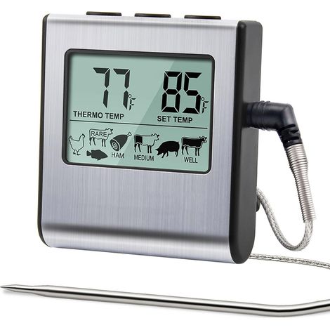 Numerisches Thermometer mit Sonde aus Edelstahl Gießen Sie Flüssigkeiten, vier, Rauch, Barbecue, Confiserie, Huile und Friture (1/5)