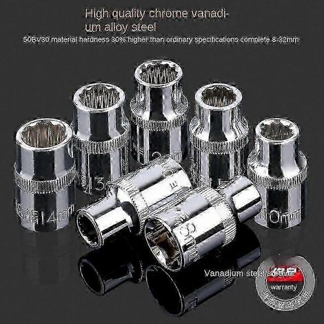 Jeu de douilles 12 pans en acier au chrome-vanadium, entraînement 1/2 pouce pour la réparation automobile (1/3)
