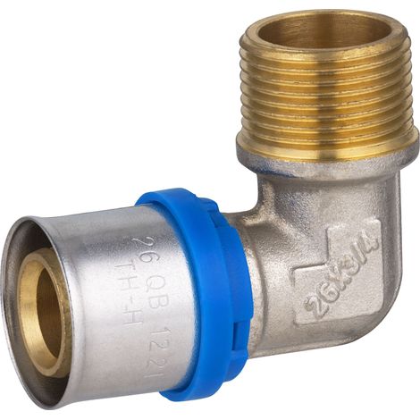 Multistrato a pressare raccordo a gomito multiprofilo maschio M20x27 Ø26 NOYON & THIEBAULT