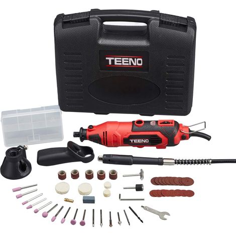 Teeno – Outil rotatif électrique 135W – 80 accessoires pour sculpture, gravure, fraisage – Vitesse variable 10 000 à 33 000 tr/min – Moteur haute performance
