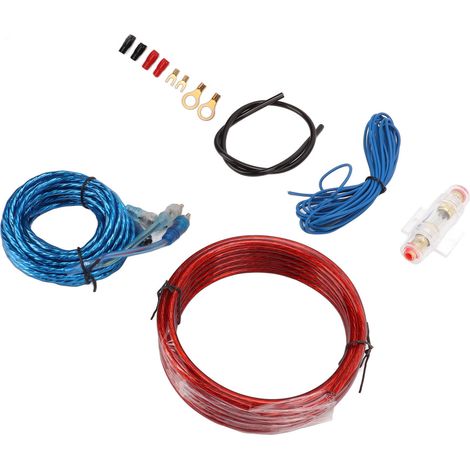 Kit de câblage amplificateur auto 8 GA, câble d'alimentation, câble RCA audio ligne pour haut-parleur subwoofer voiture (1/5)