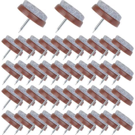 50 Pcs Patin Chaise a Clouer 24mm Marron Tampon Chaise en Feutre pour Protéger Pieds des Meubles (1/4)