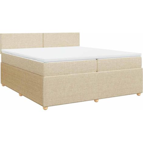 Giroletto a Molle con Materasso Crema 200x200 cm in Tessuto (1/5)