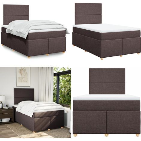 Giroletto a Molle con Materasso Marrone Scuro 120x190cm Tessuto - Materasso a molle - Letto a molle