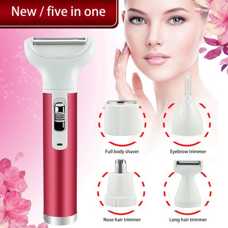 Épilation Femme Multifonction 5-en-1 Lot Rasoir Électrique Mini Tondeuse Sans Fil Coupe-Poil Précision Visage Corps (1/5)