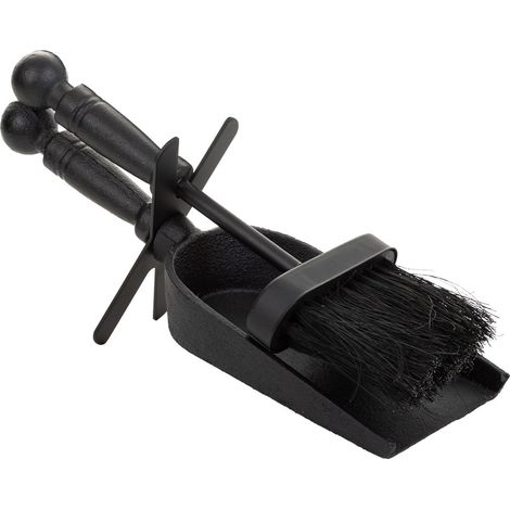 Cepillo y recogedor para la chimenea de metal negro 29x10x12 (1/5)