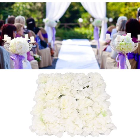 Quadratische künstliche Blumenwand, Blumenarrangement für Hochzeiten, Wand aus künstlichen Rosen und Hortensien, Hochzeitsdekoration, Blumenwand für Einkaufszentren, weiß (1/5)